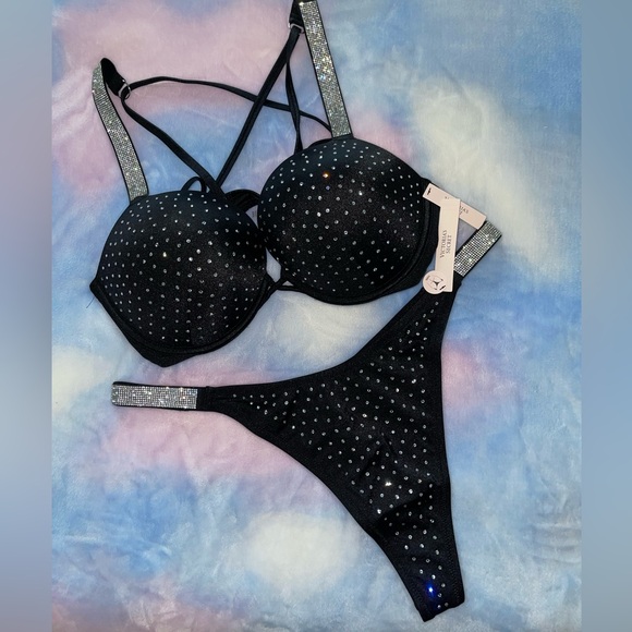 NEW X-LARGE VICTORIA'S SECRET SWIM Shine Strap Bombshell  SET PLUS FREE TOWEL - Picture 11 of 15